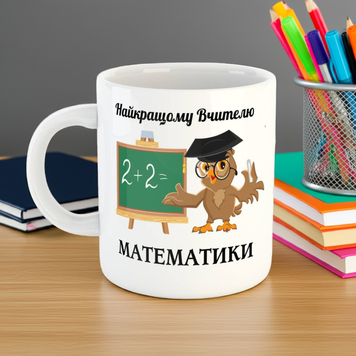Чашка з написом Подарунок вчителю математики Кружки з принтами на подарунок 7269-ч фото
