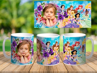 Чашка з фото та принцесами для дівчинки 7046 фото