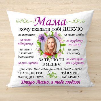 Плюшевая подушка с фото и надписью Мама подарок маме 2666-п фото